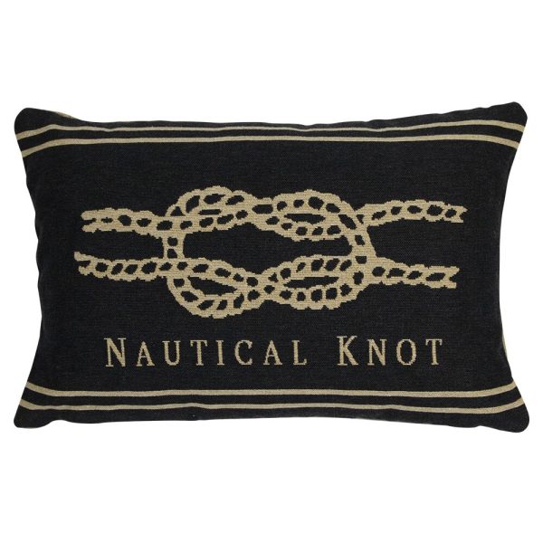 Béžovo-černý gobelínový polštář s uzlem Nautical knot I - 45*15*30cm Mars & More  - -