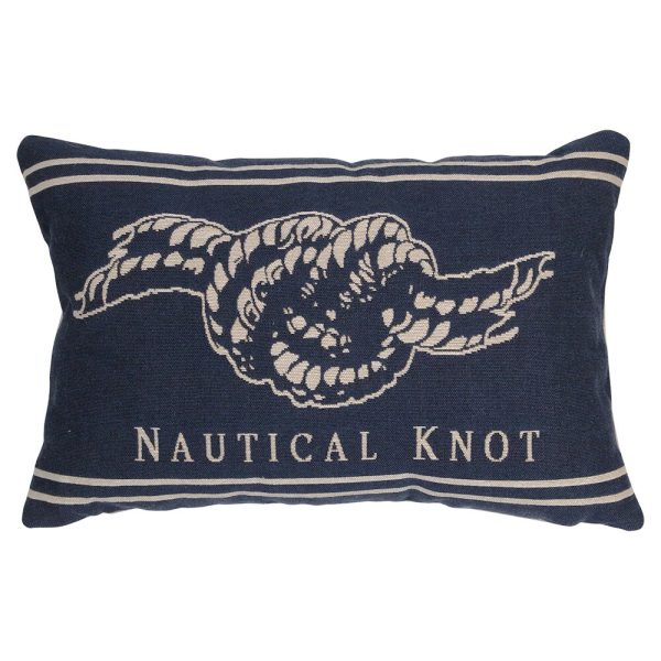 Béžovo-modrý gobelínový polštář s uzlem Nautical knot - 45*15*30cm Mars & More  - -