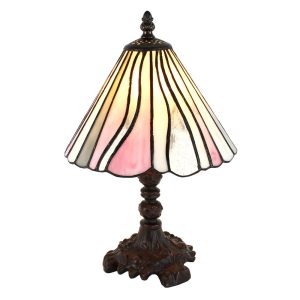 Béžovo-růžová stolní lampa Tiffany Tasia - Ø 20*34 cm E14/max 1*25W Clayre & Eef  - -