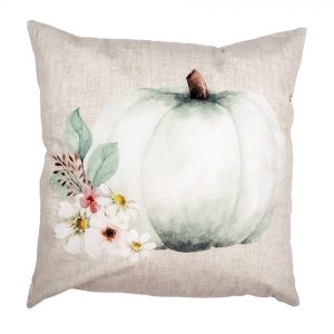 Béžovo-šedý povlak na polštář s dýní a květy Country Style Pumpkin - 45*45 cm Clayre & Eef  - -