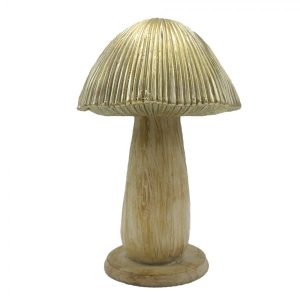 Béžovo-zlatá dekorace houba Mushroom - Ø 9*14 cm  Clayre & Eef  - -