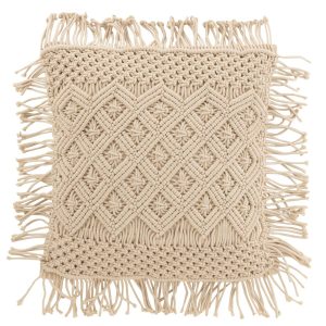 Béžový polštář s drhaným vzorem Macramé Cosy - 50*12*50 cm J-Line by Jolipa  - -