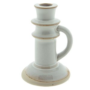 Béžový porcelánový svícen na úzkou svíčku Chrie - Ø10*14 cm Clayre & Eef  - -