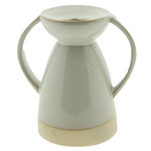 Béžový porcelánový svícen na úzkou svíčku Chrie - 12*8*13 cm Clayre & Eef  - -