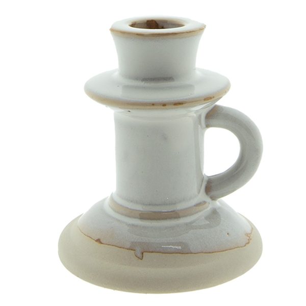 Béžový porcelánový svícen na úzkou svíčku Chrie - Ø 9*10 cm Clayre & Eef  - -