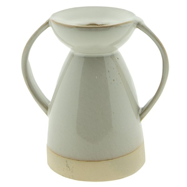 Béžový porcelánový svícen na úzkou svíčku Chrie - 9*7*9 cm Clayre & Eef  - -