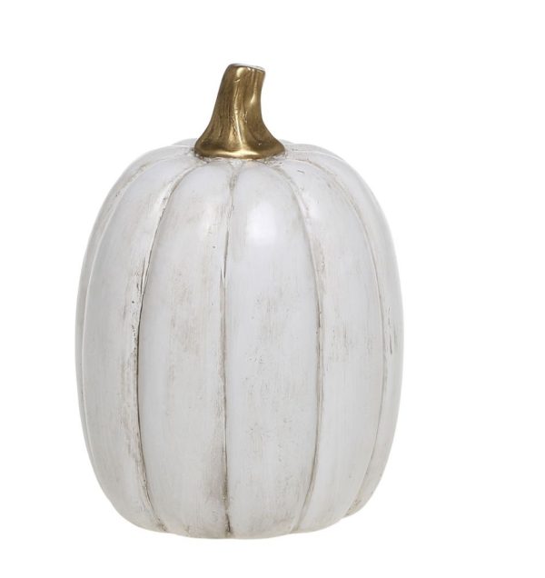 Bílá antik dekorace dýně Pumpkin gold - Ø 8*13 cm  Chic Antique  - -