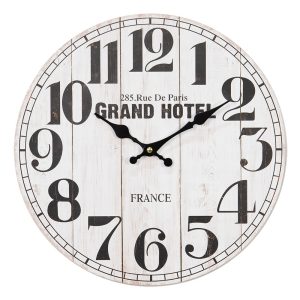 Bílé vintage nástěnné hodiny Grand Hotel – Ø 34*4 cm / 1*AA Clayre & Eef  - -