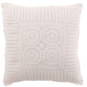 Bílý bavlněný polštář s krajkou Lace white - 43*10*43cm J-Line by Jolipa  - -