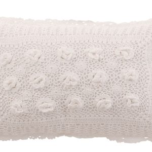 Bílý bavlněný polštář s krajkou Lace white - 50*10*30cm J-Line by Jolipa  - -