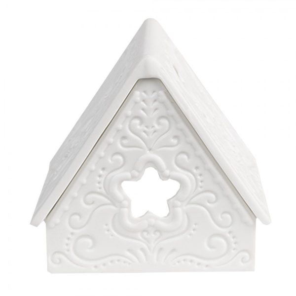 Bílý porcelánový svícen chaloupka House Fairy - 8*7*7 cm Clayre & Eef  - -