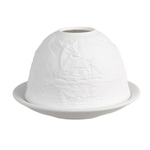 Bílý porcelánový svícen na čajovou svíčku koloušek Paollo - Ø 12 * 8 cm Clayre & Eef  - -