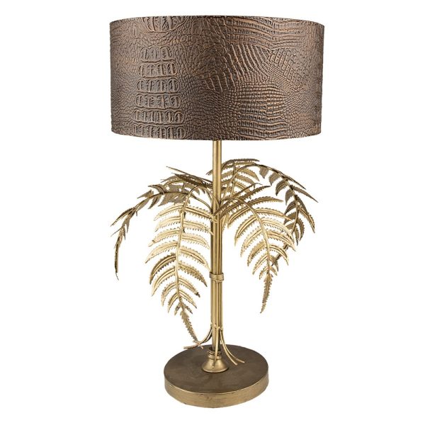 Bronzová antik stolní lampa s listy Tio - Ø 30*53 cm E27/max 1*40W Clayre & Eef  - -