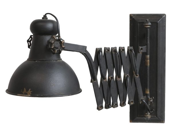 Černá antik nástěnná lampa s patinou Factory Lamp - Ø21*45-105 cm/ E14/ 60W Chic Antique  - -