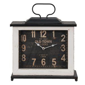 Černo-bílé stolní hodiny v hranatém provedení Old Town - 36*10*32 cm / 1*AA Clayre & Eef  - -