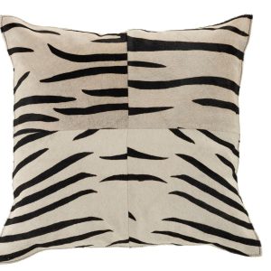 Černo-bílý kožený polštář s výplní Zebra -  44*10*44cm J-Line by Jolipa  - -