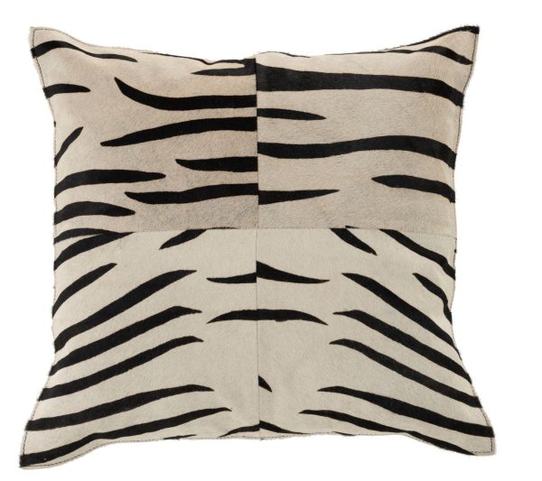 Černo-bílý kožený polštář s výplní Zebra -  44*10*44cm J-Line by Jolipa  - -