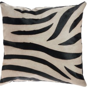 Černo-bílý kožený polštář s výplní Zebra -  44*14*43cm J-Line by Jolipa  - -