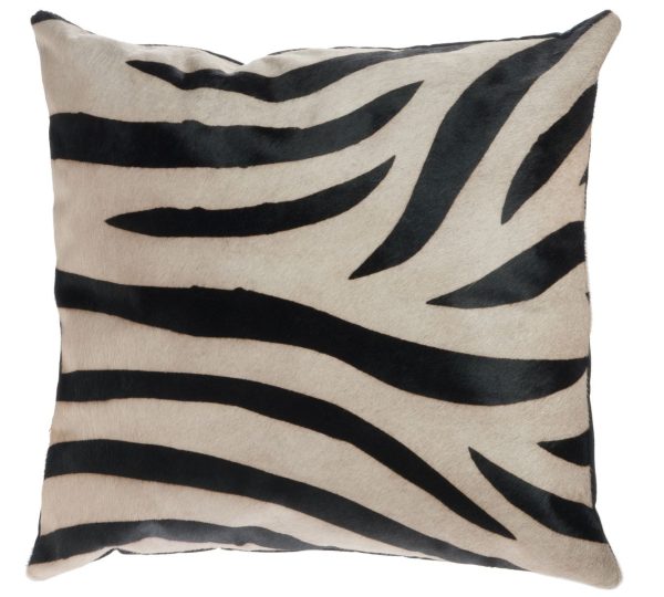 Černo-bílý kožený polštář s výplní Zebra -  44*14*43cm J-Line by Jolipa  - -