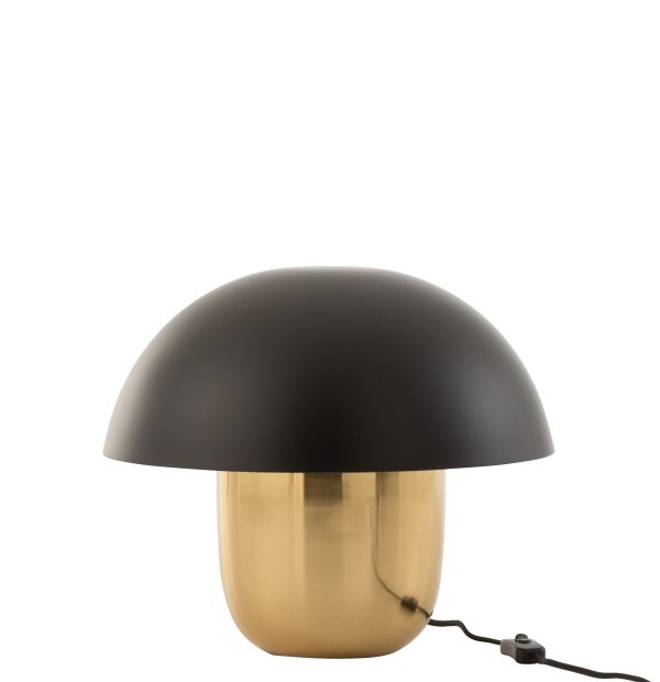 Černo-zlatá kovová stolní lampa Mushroom - Ø 40*34cm J-Line by Jolipa  - -