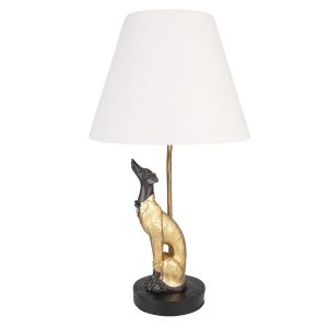 Černozlatá stolní lampa Dog se stínidlem - Ø 30*56 cm E27/max 1*60W Clayre & Eef  - -