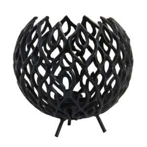 Černý antik kovový děrovaný svícen Siam L - Ø 20 * 18 cm Light & Living  - -