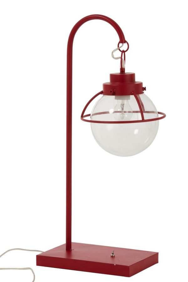 Červená kovová stolní retro lampa s patinou Ball Hang - 33*23*70 cm J-Line by Jolipa  - -