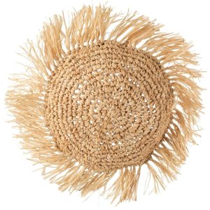 Dekorační kulatý polštářek z přírodní trávy Raffia natural - 45*15*45 cm J-Line by Jolipa  - -