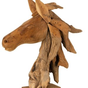 Dřevěná dekorace hlava koně Horse head teak - 49*17*63cm J-Line by Jolipa  - -