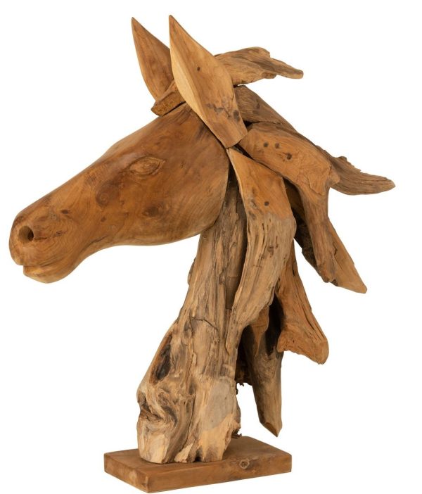 Dřevěná dekorace hlava koně Horse head teak - 49*17*63cm J-Line by Jolipa  - -