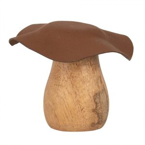 Dřevěná dekorace houba Mushroom - Ø 8*7 cm Clayre & Eef  - -