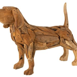 Dřevěná dekorace pes Dog teak - 69*19*51cm J-Line by Jolipa  - -