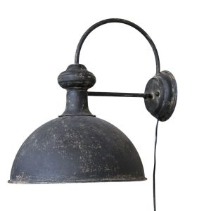 Černá antik nástěnná lampa s patinou Factory Lamp - 34*44*42 cm/E27/ 60W Chic Antique  - -