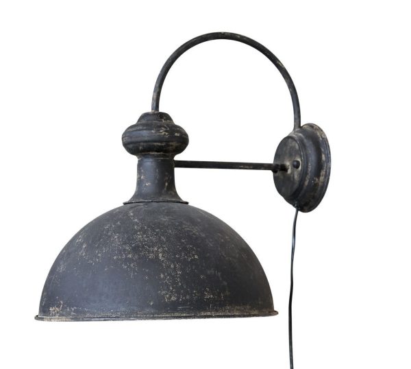 Černá antik nástěnná lampa s patinou Factory Lamp - 34*44*42 cm/E27/ 60W Chic Antique  - -