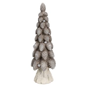 Hnědá dekorace vánoční stromek se šiškami Christmas Tree - Ø 8*24 cm Clayre & Eef  - -