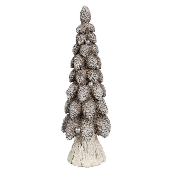 Hnědá dekorace vánoční stromek se šiškami Christmas Tree - Ø 8*24 cm Clayre & Eef  - -