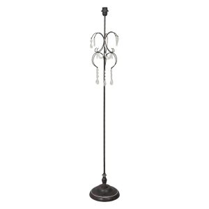 Hnědá kovová antik stojací lampa s kamínky Inia - Ø 24*147 cm/ E27 /MAX 60W Clayre & Eef  - -