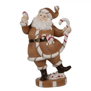 Hnědá vánoční dekorace Santa - 12*9*20 cm Clayre & Eef  - -