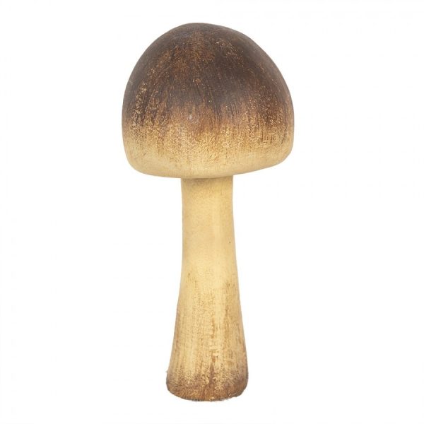 Hnědo-béžová dekorace houba Mushroom - Ø 7*16 cm Clayre & Eef  - -