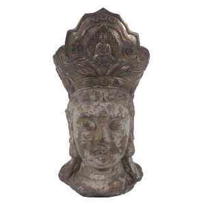 Hnědo-zlatá dekorace socha hlava Buddha - 12*9*22 cm Clayre & Eef  - -