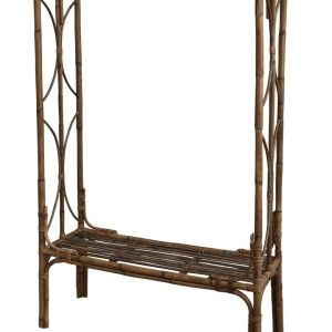 Hnědý antik ratanový věšák s policí a tyčí Anor Wicker - 107*39*180cm Chic Antique  - -