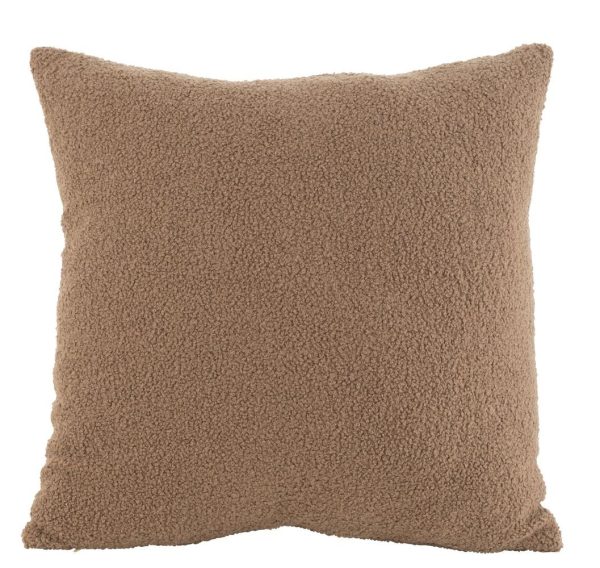 Hnědý polštář Teddy Bouclé Brown - 45*45 cm J-Line by Jolipa  - -