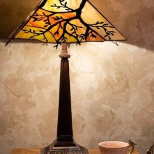 Hranatá stolní lampa Tiffany s větvemi stromu Tree - Ø 36*57 cm E27/max 2*60W Clayre & Eef  - -