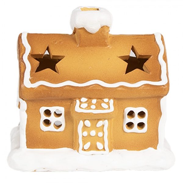 Keramický svícen perníková chaloupka Gingerbread House - 11*8*10 cm Clayre & Eef  - -