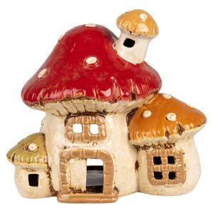 Keramický svícen ve tvaru houby muchomůrky Mushroom - 17*12*16 cm Clayre & Eef  - -