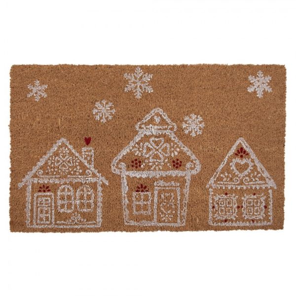 Kokosová rohožka před dveře s domečky Gingerbread Bliss - 75*45*1 cm Clayre & Eef  - -