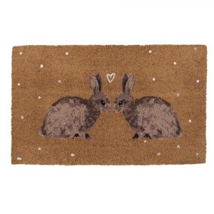 Kokosová rohožka s motivem králíčků Bunnies in Love - 75*45*1 cm Clayre & Eef  - -