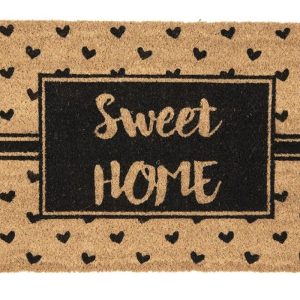 Kokosová rohožka se srdíčky Sweet Home - 75*45*1 cm Clayre & Eef  - -