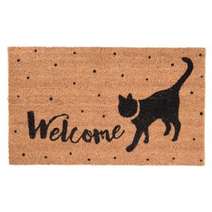 Kokosová rohožka Welcome Cat - 75*45 cm Clayre & Eef  - -