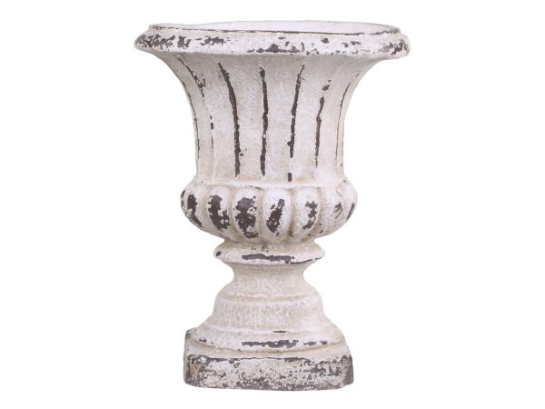 Krémový antik obal na květináč/ váza s patinou  - Ø 23*30cm Chic Antique  - -